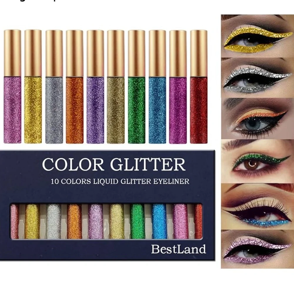 10 Colors Liquid Glitter Eyeliner Metallic Shimmer Glitter Eyeshadow